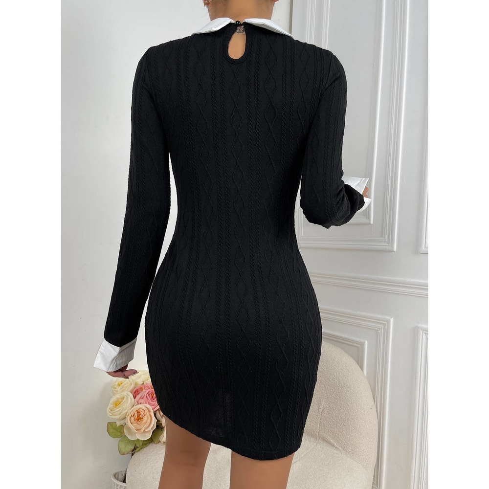 Contrast Trim Keyhole Back Bodycon Dress - Picture 2 of 6